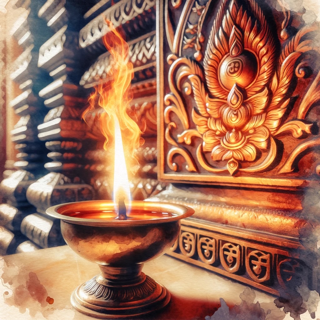 Temple lamp background